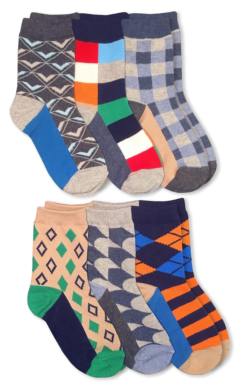 Jefferies Socks boys Fun Colorful Dress Crew 6 Pair Pack Socks, Multi, X-Small US - Image 1